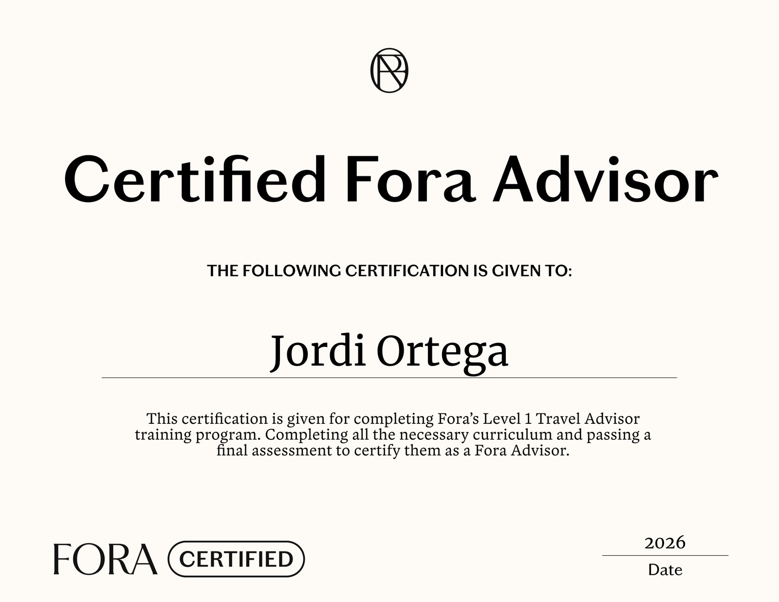 Jordi Ortega — Certified Fora Advisor
